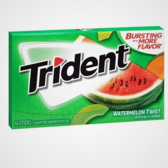 (TRIDENT ) علكة ترايدنت بنكهة البطيخ خالية من السكر، صناعة امريكية , 14 قطعة