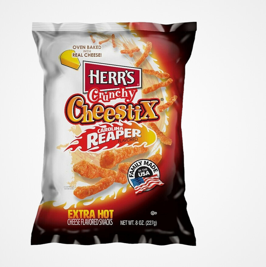 Herr’s HEERS Crunchy Cheese Snacks – Carolina Reaper Flavor, Extra Hot, Made in the USA, 277 g