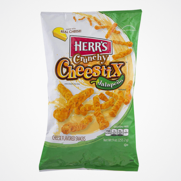 شيبس هيرز HEERS كرانشي تشيستيكس بنكهة الهالابينو الحار والجبنة صناعة امريكية 255 2 غم