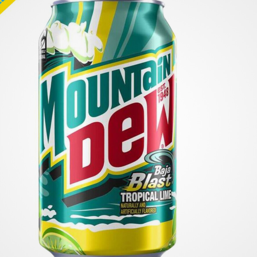 Mountain Dew carbonated soft drink with a refreshing blend of tropical lime and citrus flavors, made in the USA, 355 ml